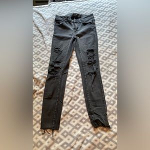 American Eagle Dark Grey Distressed Skinny Jeans